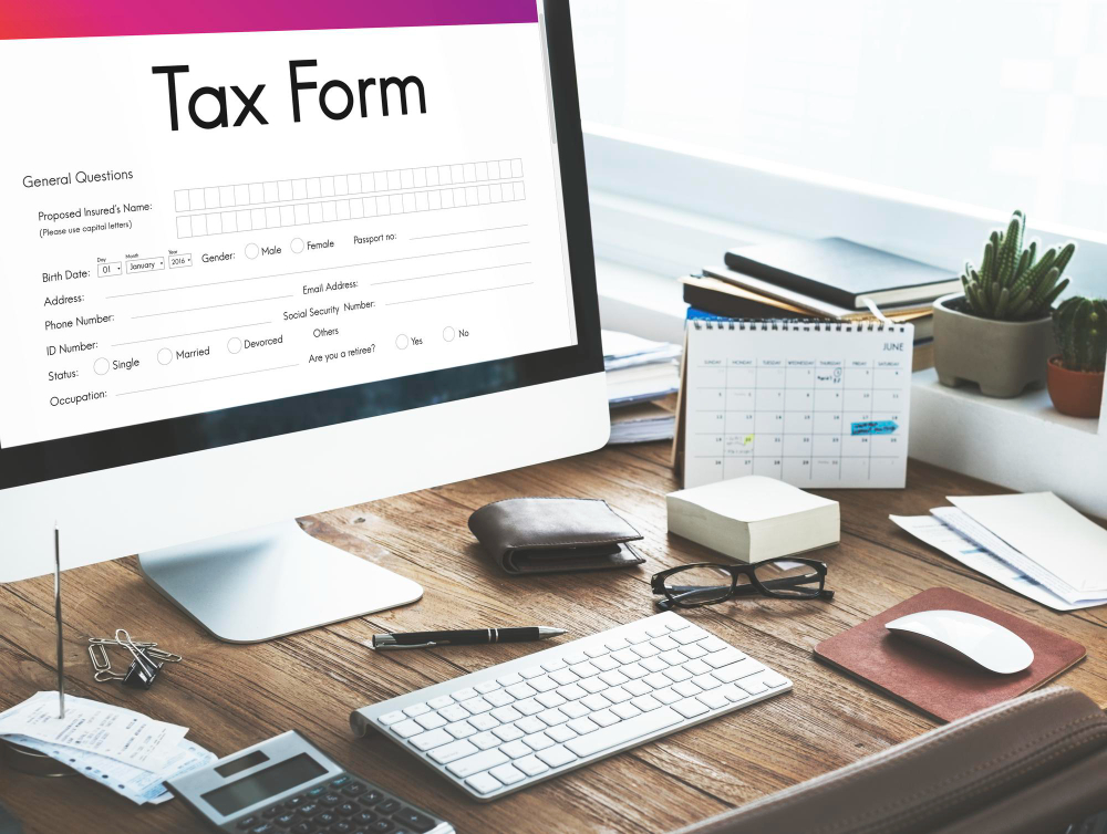 A desktop screen showing an online tax form. 
